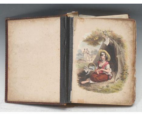 An early 19th century lady's commonplace book or drawing-room album, compiled and illustrated with ink manuscript verse and p