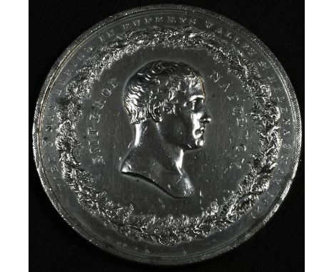 The Cult of Napoleon - a white metal medallion, Emperor Napoleon, Died 5th May, Buried in Ruperts Valley St Helena 9th May 18