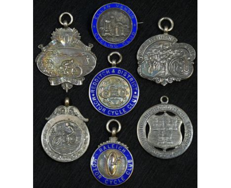 Sport - Local Interest, Motorbike Racing, seven various silver fobs or badges, including two ACU East Midland Centre: Dould C
