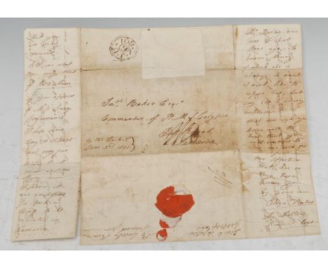 Postal History - Royal Navy and The Caribbean, Jamaica - a George III ink manuscript crossed letter, addressed to [Commander]