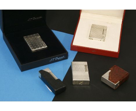 A cased S J Dupont silver-plated Gatsby lighter,large diamond head, with outer box, reference 018141,a cased S J Dupont silve