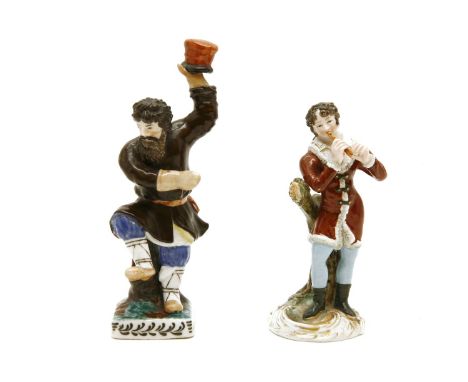 Two Russian ceramic figures, one marked for popov factory, tallest 18cm