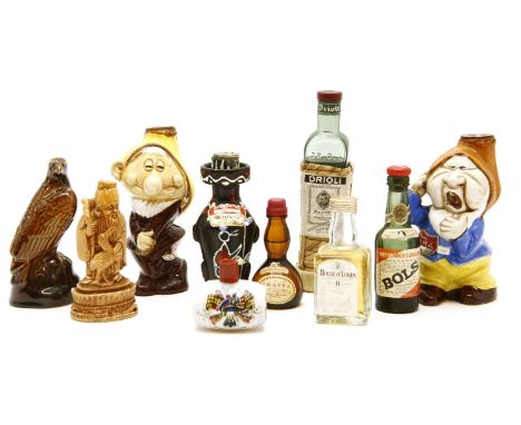 A quantity of spirit miniatures, some in decorative ceramic bottles