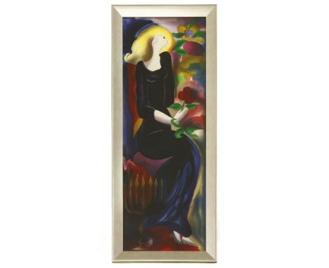 Linda Le Kniff, a signed print of a female holding a flowerGouche39 x 107cm