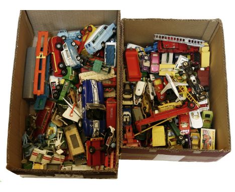 A collection of various Dinky and Matchbox toys to include a Kenwood Ford transit, and various other play worn examples