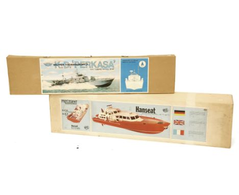 A model Avionics 'K D Perkasa' model boat, together with a Model Avionics Precedent 'Hanseat' model of a boat