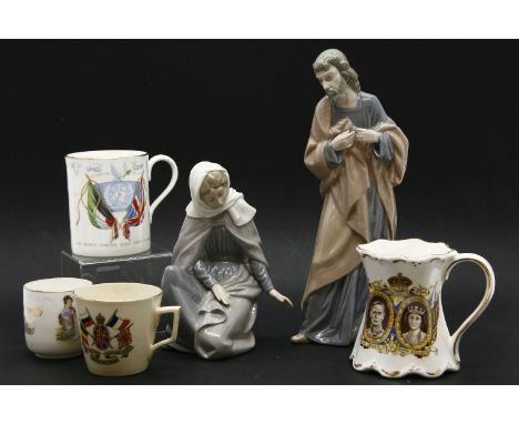 A boxed Bunnykins breakfast set, together with similar Beatrix Potter and Rupert Bear examples, Nao figures and a collection 