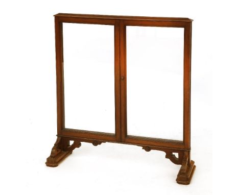 A Victorian oak and glazed fire screen, 86.5cm high