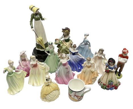 Ten Coalport figures, to include True Love, Springtime, Minuettes Leanne, etc, together with Wedgwood Clarice Cliff coffee ca