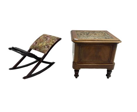 Victorian mahogany commode and a gout stool 