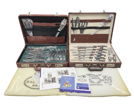 Bachmayr Soligen boxed set of six steak knives and fork, together with Offenbach chef quality knives, chopper, forks, scissor