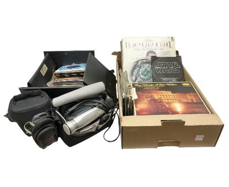 Panasonic NV-VZ9 movie camera, together with Fujifilm Finepix s500, and a large collection of records etc