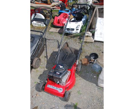 A 'Laser' 42cm cut hand propelled lawn mower with grass box - engine turns.