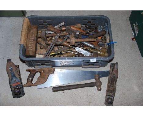 A quantity of tools including; wood saw, files, hammers, etc.