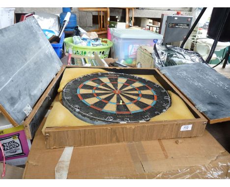 Dart board, and a box of Scalextric tracking, etc.