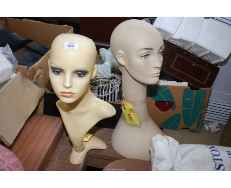Two mannequin heads.
