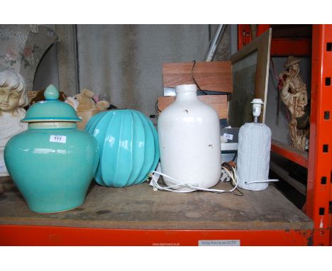 A quantity of vases, table lamp, etc.