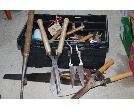 A quantity of hand tools, jack plane, hammer, dagging shears, etc.