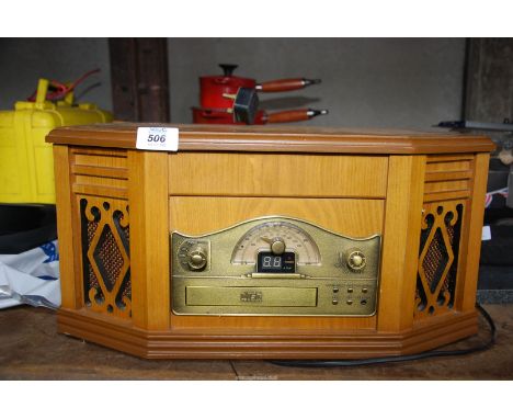 A radio and record player.