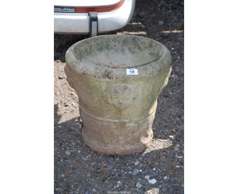 Concrete planter, a/f , 14" high x 14" diameter.