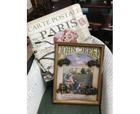 2 WALL ART -  JOHN DEERE TRACTORS & CARTE POSTALE PARIS