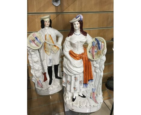 PAIR OF LARGE STAFFORDSHIRE VICTORIAN FIGURES