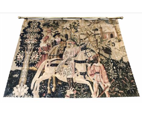 VERDURE DESIGN TAPESTRY, 145cm x 177cm, medieval scene.