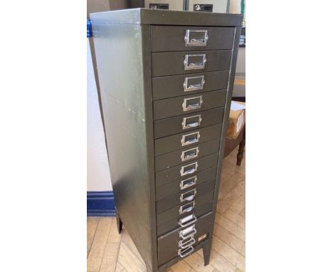 Metal filing cabinet with fifteen drawers. THIS ITEM IS OFF SITE AND SHOULD BE COLLECTED FROM VENDOR’s ADDRESS WITHIN TWO WEE