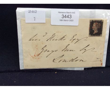 1d Black on cover - not tied. (ND), 4 margins, MX complete in red. Previously attested by A.Bolaffi though certificate not in