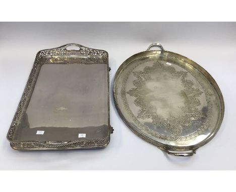 Two late 19th century / early 20th century electroplated galleried trays.To include: one rectangular example by Maxfield & So