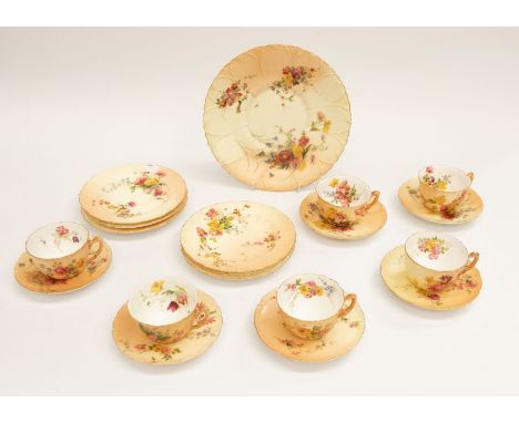 A collection of blush ivory Royal Worcester to include; Six cups and saucers, all have printed marks, registration no. 190547