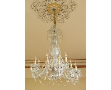 An early to mid 20th Century twelve branch with candle lights Chandelier, 1920s style smoked top hud/shade two part smoked gl