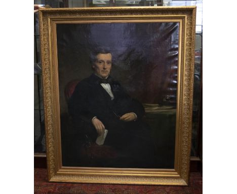 Sir Daniel Macnee, PRSA (Scottish, 1806-1882), Portrait of Anthony Hannay, seated at his desk, signed lower left, dated 1864,