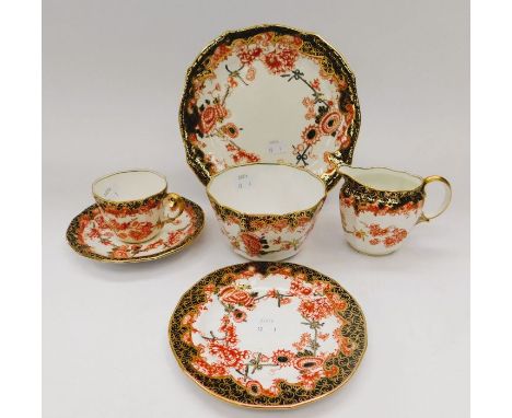 Royal Crown Derby, an early 20th Century tea service, cups saucers, side plates, cake plate, milk jug and sugar basin&nbsp;