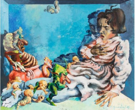 Carmo Moura Nunes (Maria do Carmo Azevedo Santos Moura Nunes)1937 Lissabon - 2004 Lissabon - Ohne Titel - Öl/Lwd. 115 x 140 c