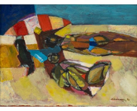Paul Ohnsorge1915 Sagan - 1975 Berlin - "Am Strand" - Öl/Lwd. 39 x 50,5 cm. Sign. und dat. r. u.: Ohnsorge. (19)71. Rückseiti