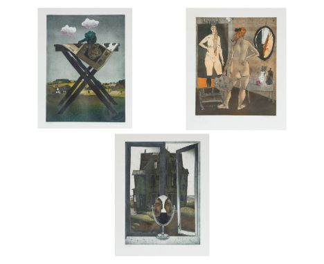 Diether Kressel1925 Düsseldorf - 2015 Hamburg - "Landschaft mit Artischocke" - Farbradierung/Papier. 45/100. 49,5 x 36 cm, 75