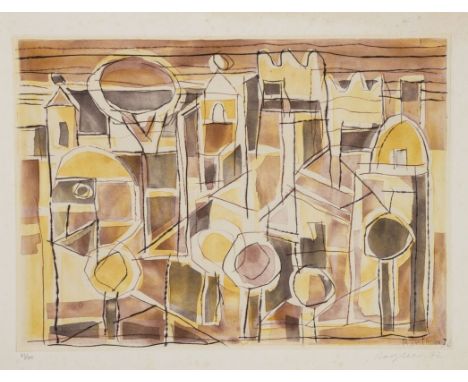 Eduard Bargheer1901 Hamburg - 1979 Hamburg - "Nachmittag" - Farbradierung/Papier. 73/100. 31 x 42,5 cm, 36,5 x 47 cm (Passepa