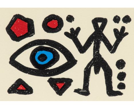 A. R. Penck1939 Dresden - 2017 Zürich - Figur und Auge - Farbserigrafie/Papier. 9,5 x 14,5 cm, 13,7 x 19 cm (Passepartoutauss