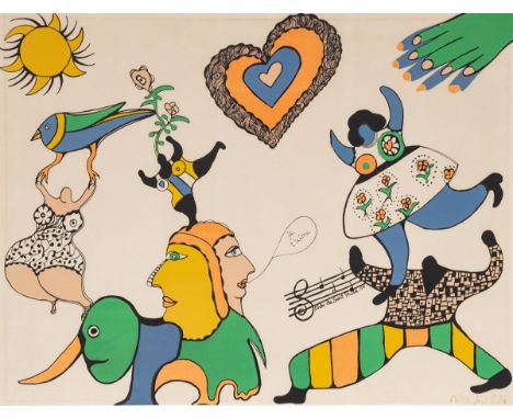 Niki de Saint Phalle1930 Neuilly-sur-Seine - 2002 San Diego - "Je t'aime" - Farblithografie/Papier. 48,5 x 63,5 cm (Passepart