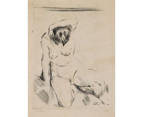 Willy Habl1888 Egeln/Magdeburg - 1964 Hamburg - Weiblicher Akt - Kaltnadelradierung/Papier. Probedruck. 23,3 x17,8 cm, 35,4 x