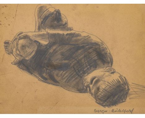 Fritz Burger-Mühlfeld1882 Augsburg - 1969 Hannover - Liegender Junge - Bleistift/Papier. 21,9 x 28,3 cm. Sign. r. u.: Burger-