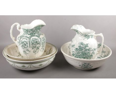 Two vintage ceramic jug and wash bowls, and other wash bowl.  