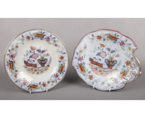 Two Victorian ironstone china dessert dishes, William Brownfield &amp; Son. Decorated in the Chinese scroll design.  