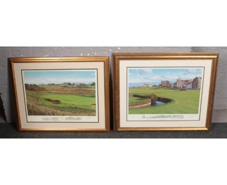 Two Graeme Baxter gilt limited edition lithograph golf course prints, both signed in pencil and with certificates.  