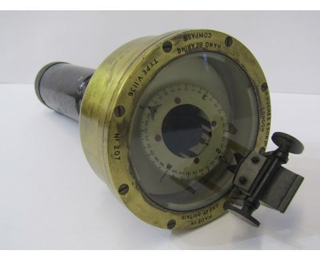 MILITARY, Hand bearing compass by H. Hughes &amp; Son's, type V1136, 9" height 