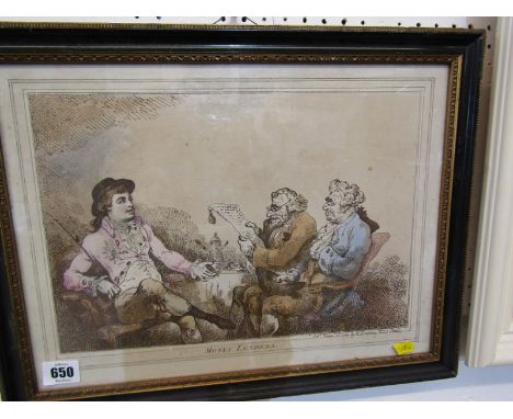 GEORGIAN CARICATURE, hand coloured print "Money Lenders", dated 1784, 9" x 13" 