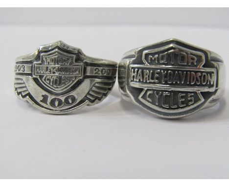 2 SILVER HARLEY DAVIDSON RINGS 