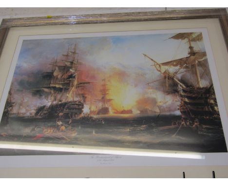 MARINE SCHOOL, George Chambers Senior, colour print "Bombardment of Algiers", 22" x 32" 