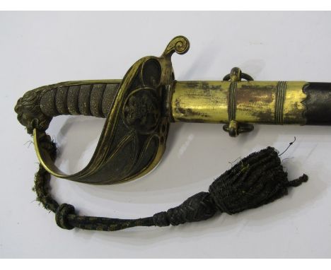 EDGED WEAPON, An English Naval Officers sword and scabbard (unfortunately blade stuck within scabbard) Documentation and phot